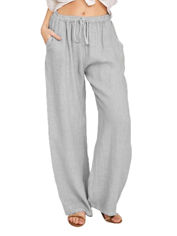 Solid Knit Lounge Pants with Slant Pockets – Relaxed Fit & Drawstring Waist