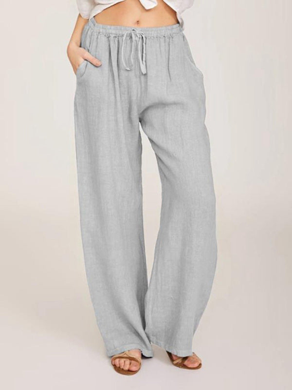 Solid Knit Lounge Pants with Slant Pockets – Relaxed Fit & Drawstring Waist
