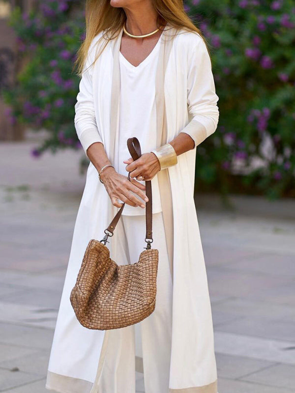 3-Piece Casual Lounge Set – Sleeveless Vest, Long Cardigan & Trousers