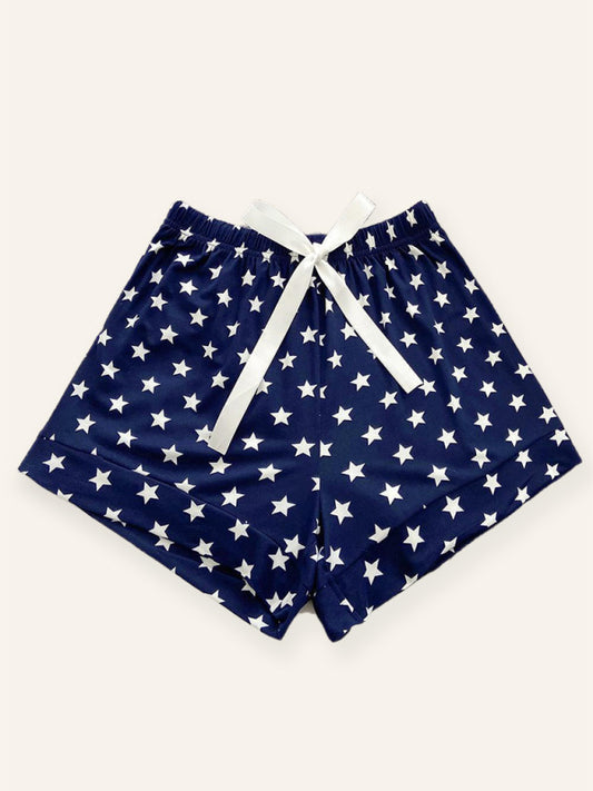 Women's Star Print Knit Lounge Shorts – Soft Rayon Blend Pajama Bottoms