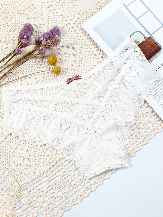 High-Waisted Geometric Lace Panties – Soft Nylon with Cotton Lining