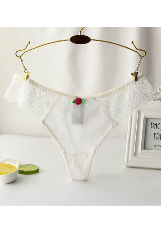 Floral Lace Low-Rise Thong – High Stretch Nylon Knit Panties