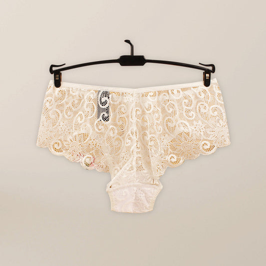 Floral Low-Waist Knit Panties – High Elasticity & Lace Trim Comfort