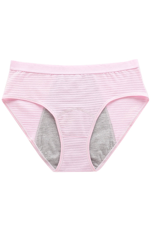 Striped Mid-Waist Cotton Menstrual Briefs – Leak-Proof & Breathable