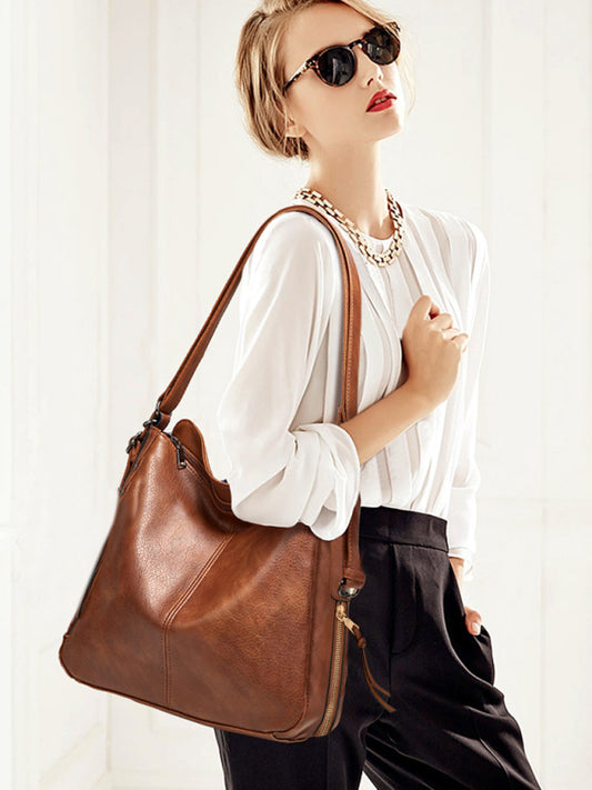PU Leather Shoulder Tote Messenger Backpack