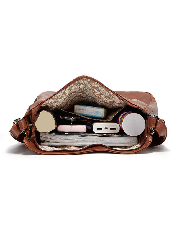 PU Leather Shoulder Tote Messenger Backpack