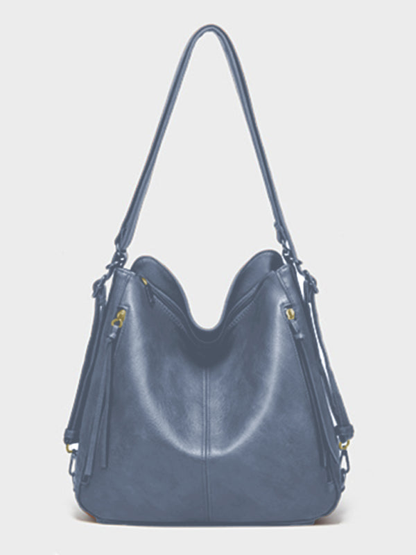 PU Leather Shoulder Tote Messenger Backpack