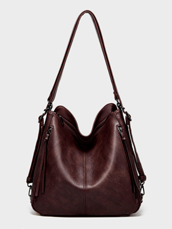 PU Leather Shoulder Tote Messenger Backpack