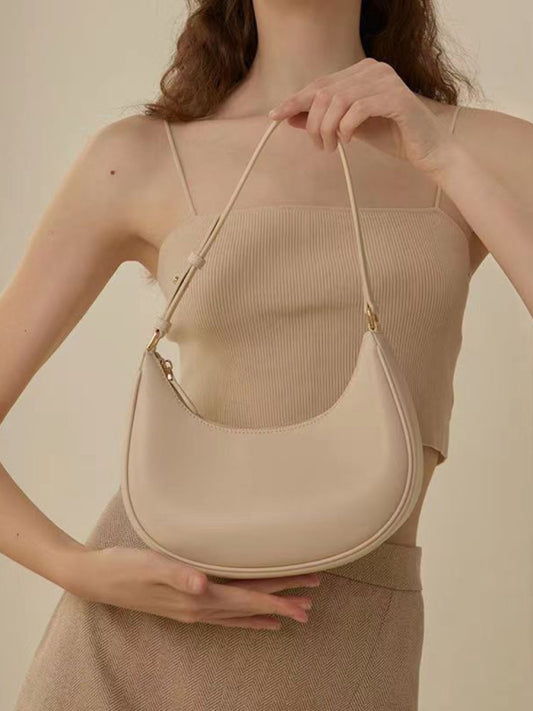 Women's PU Half Moon Shoulder Baguette Bag