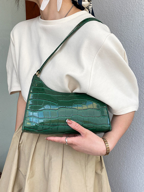 Embossed Stone Pattern Shoulder Handbag
