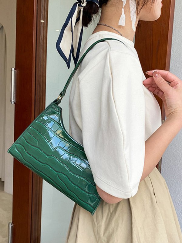 Embossed Stone Pattern Shoulder Handbag