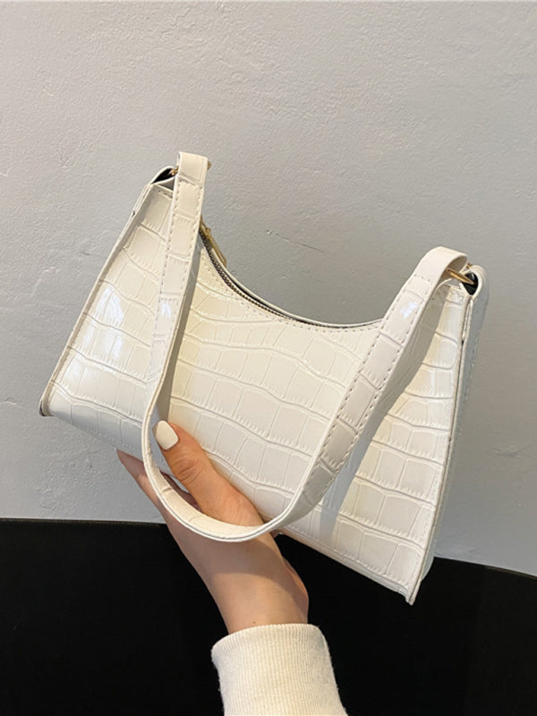 Embossed Stone Pattern Shoulder Handbag