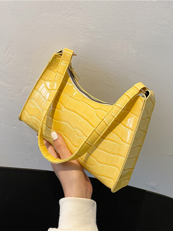 Embossed Stone Pattern Shoulder Handbag