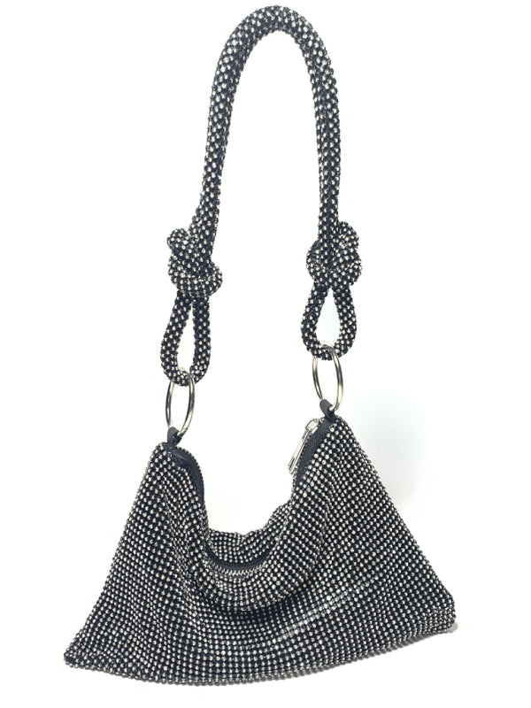 Handmade Rhinestone Knotted Shoulder Bag