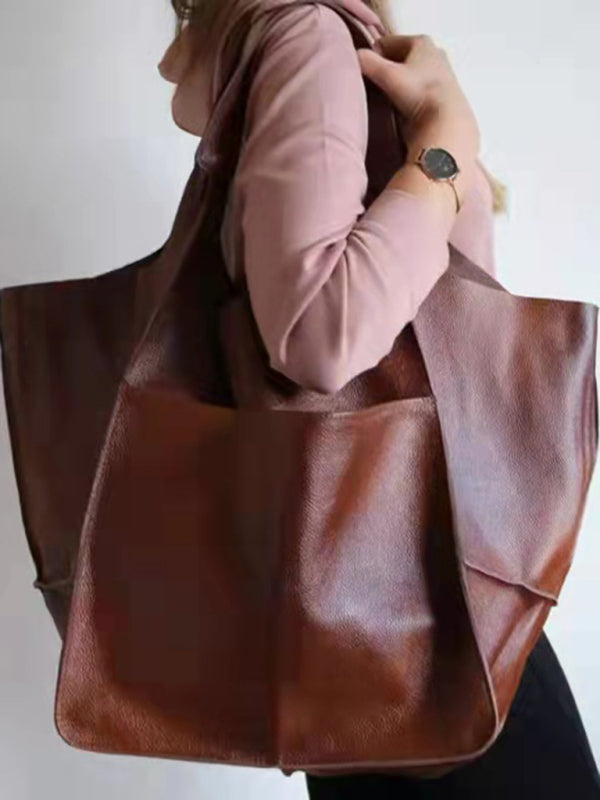 Soft Leather Large Tote Shoulder Bag