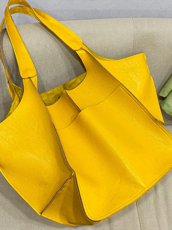 Soft Leather Large Tote Shoulder Bag