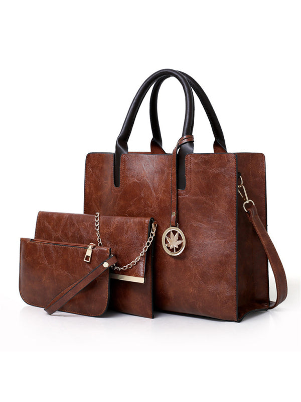 Women's PU Leather Tote Bag Set – Large Shoulder Bag