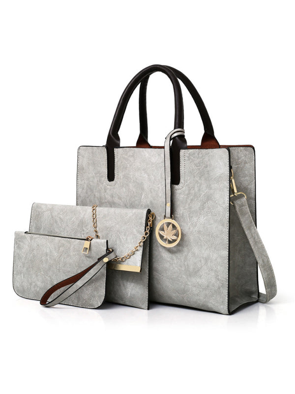 Women's PU Leather Tote Bag Set – Large Shoulder Bag
