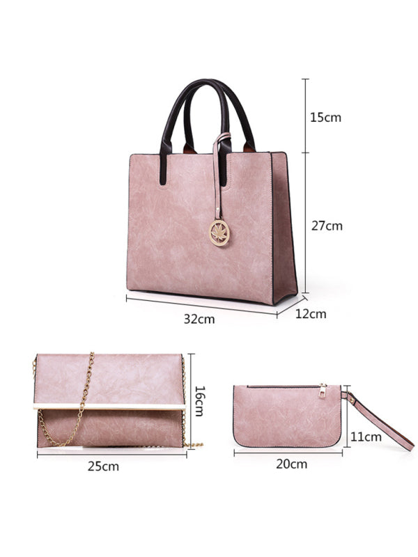 Women's PU Leather Tote Bag Set – Large Shoulder Bag