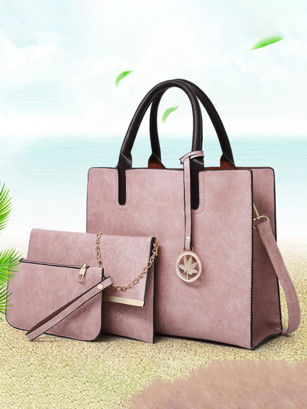 Women's PU Leather Tote Bag Set – Large Shoulder Bag