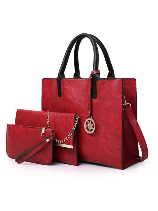 Women's PU Leather Tote Bag Set – Large Shoulder Bag