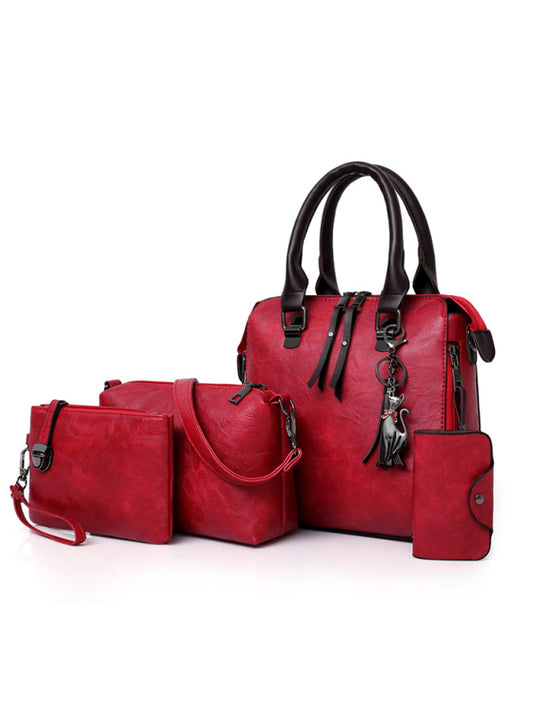 Women's Retro PU Handbag 4-Piece Set