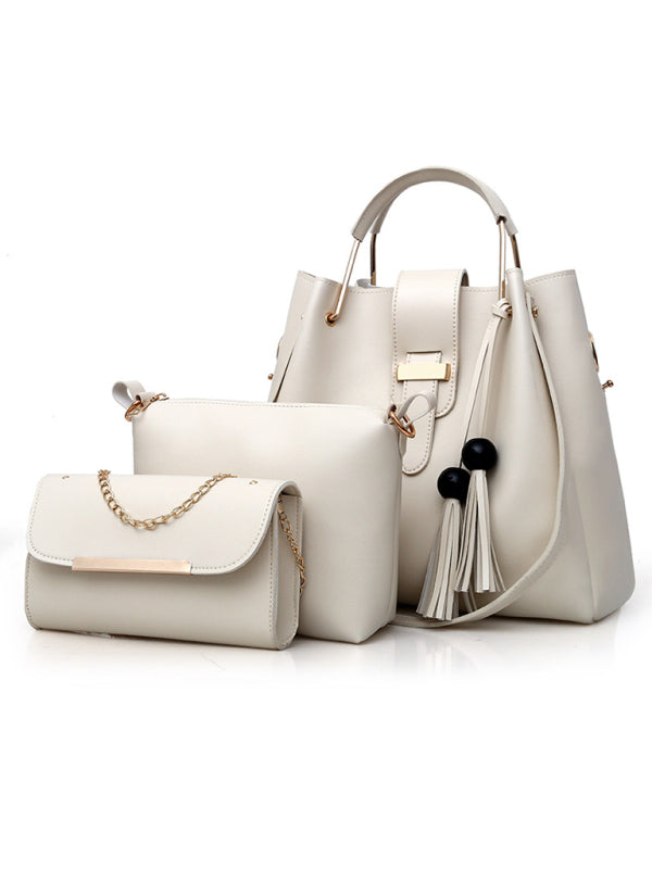 3-Piece PU Leather Bucket Shoulder Handbag Set