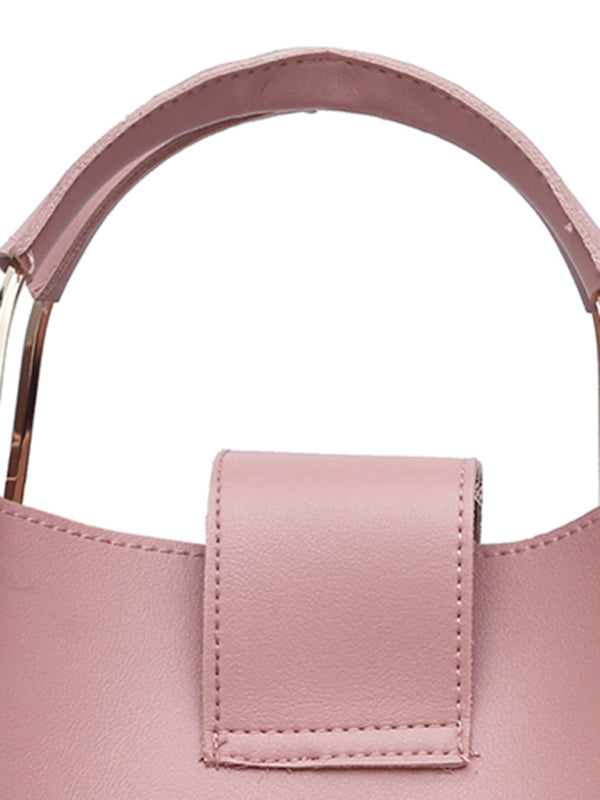 3-Piece PU Leather Bucket Shoulder Handbag Set