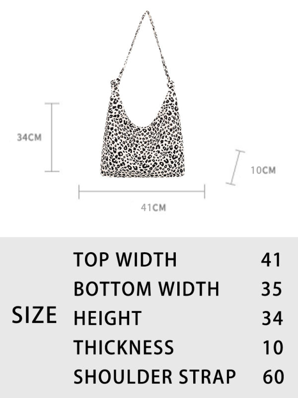 Leopard Print Canvas Shoulder Tote Bag