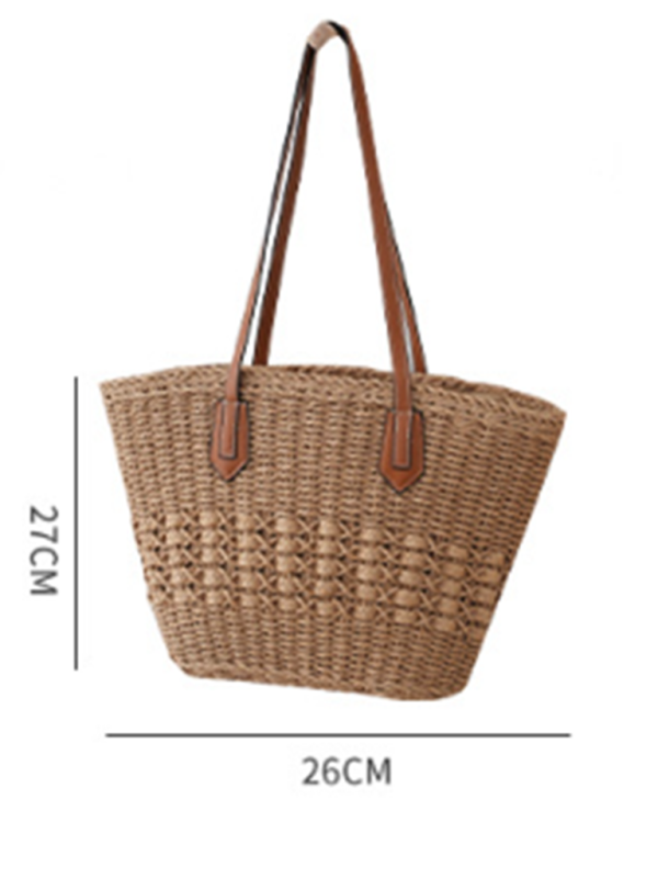 Straw Shoulder Tote Bag – Beach Vacation Handbag