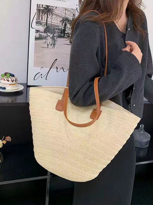 Woven Straw Shoulder Tote Beach Bag