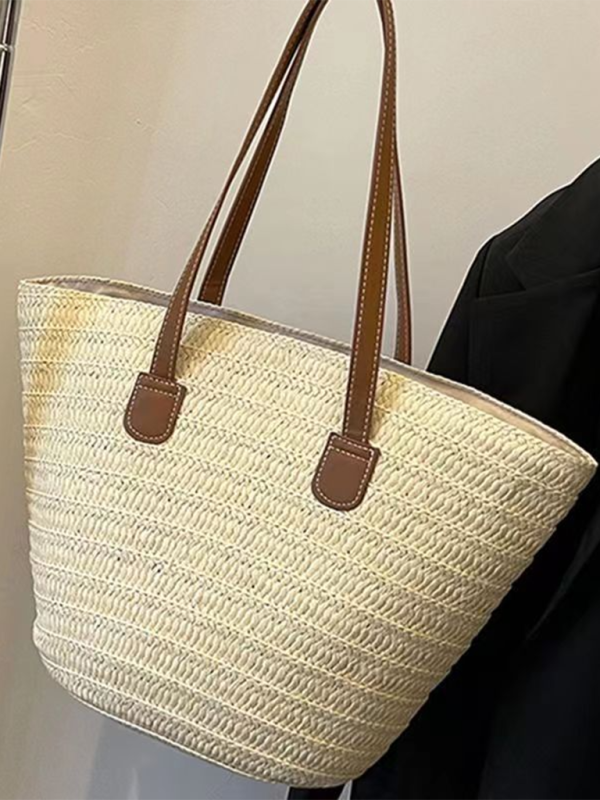 Woven Straw Shoulder Tote Beach Bag