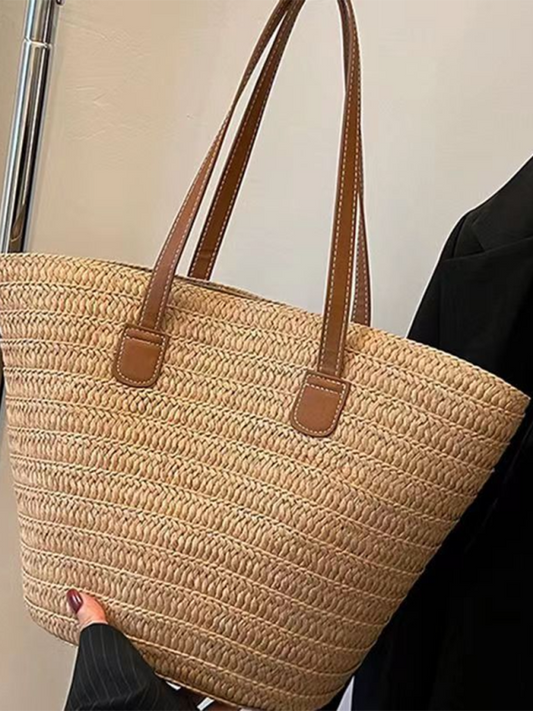 Woven Straw Shoulder Tote Beach Bag