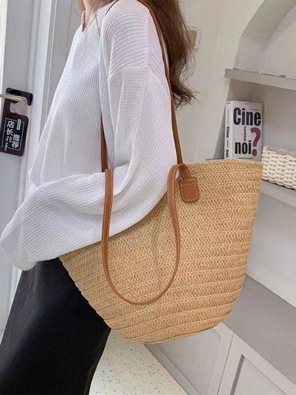 Woven Straw Shoulder Tote Beach Bag