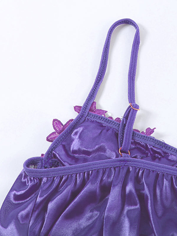 Lace Crochet Spaghetti Strap Bra & Thong Lingerie Set – Sexy & Elegant
