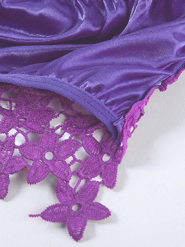 Lace Crochet Spaghetti Strap Bra & Thong Lingerie Set – Sexy & Elegant