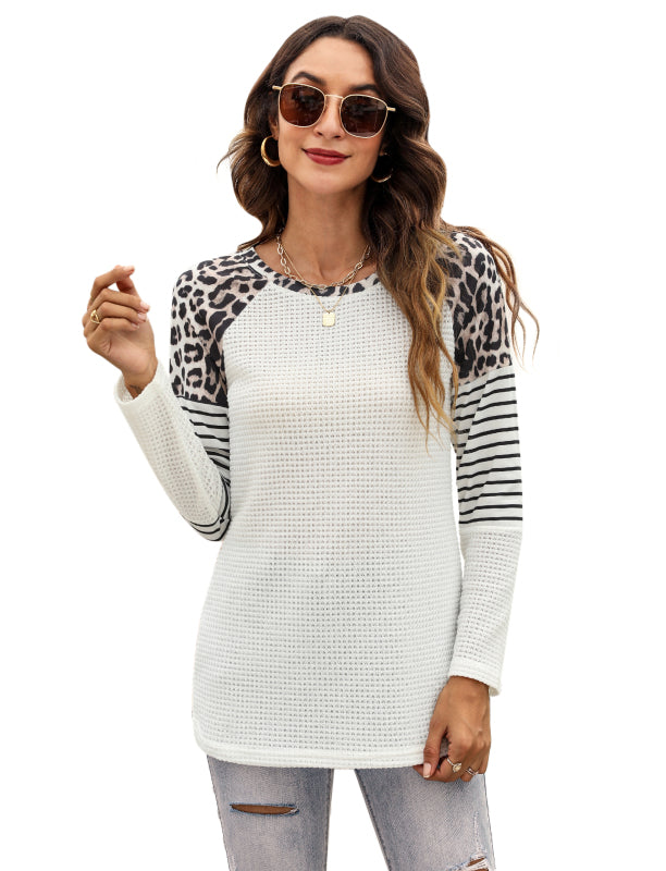 Women's Fashion Casual Waffle Panel Top