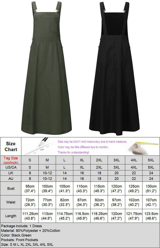 Solid Color Suspender Midi Skirt – Square Neck & Front Pocket