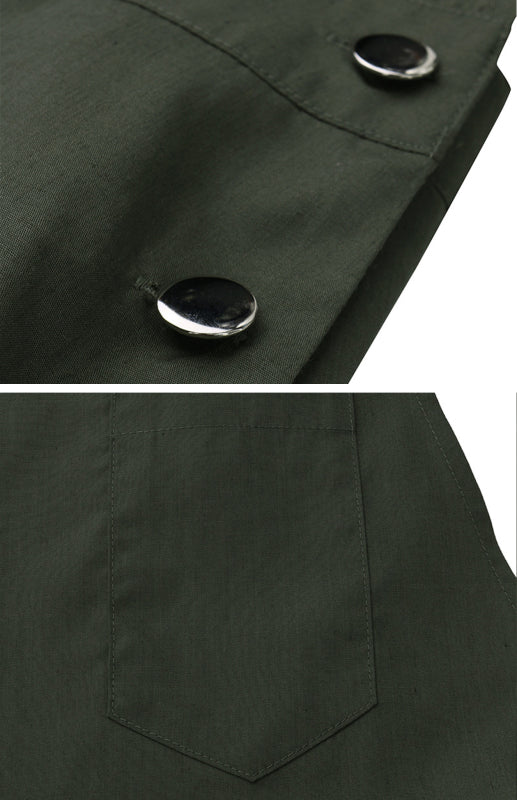 Solid Color Suspender Midi Skirt – Square Neck & Front Pocket