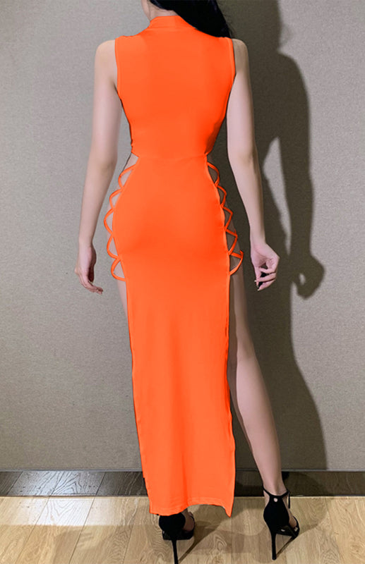 Strappy High-Slit Summer Bodycon Dress