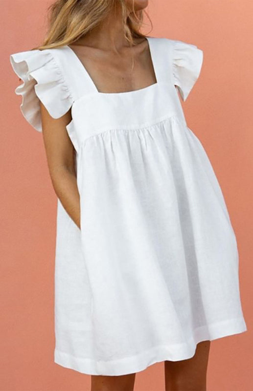 Square Collar Loose Vest Skirt – Lightweight Summer Midi Dress
