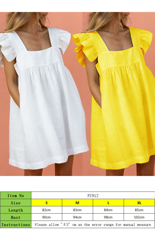 Square Collar Loose Vest Skirt – Lightweight Summer Midi Dress