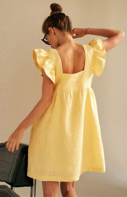 Square Collar Loose Vest Skirt – Lightweight Summer Midi Dress