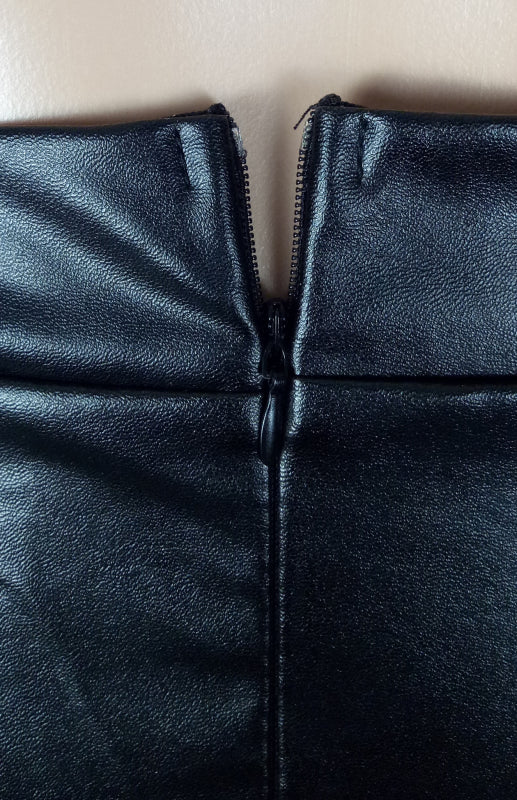 PU Leather Slit Midi Skirt – Smiling Maria