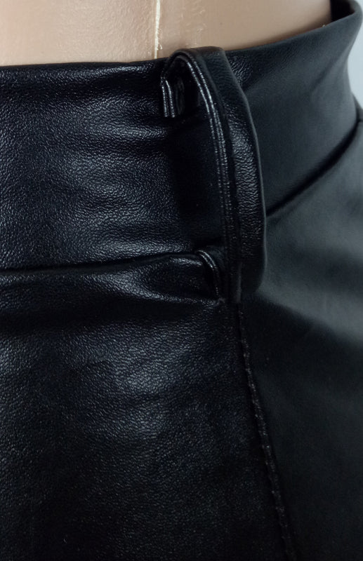 PU Leather Slit Midi Skirt – Smiling Maria