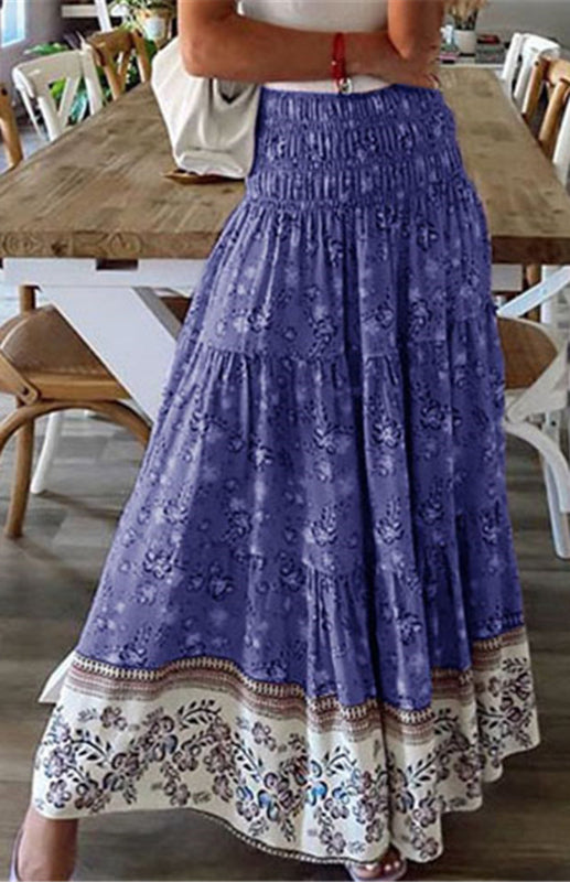 Boho High Waist Tropical Print Skirt