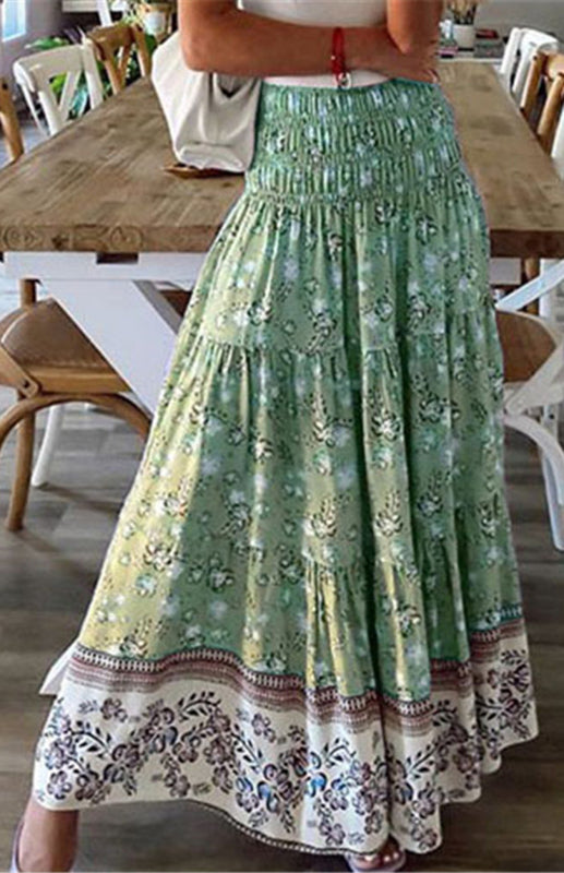 Boho High Waist Tropical Print Skirt