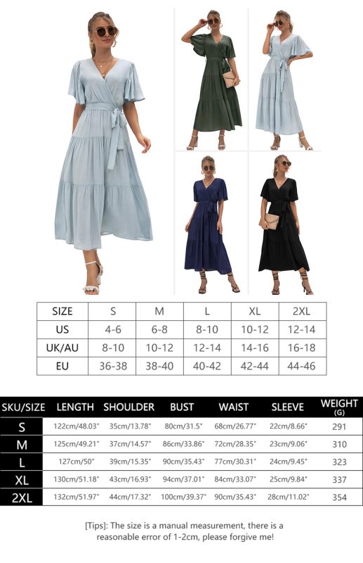 V-Neck Tiered Short Sleeve Midi Dress – Lightweight Boho Style