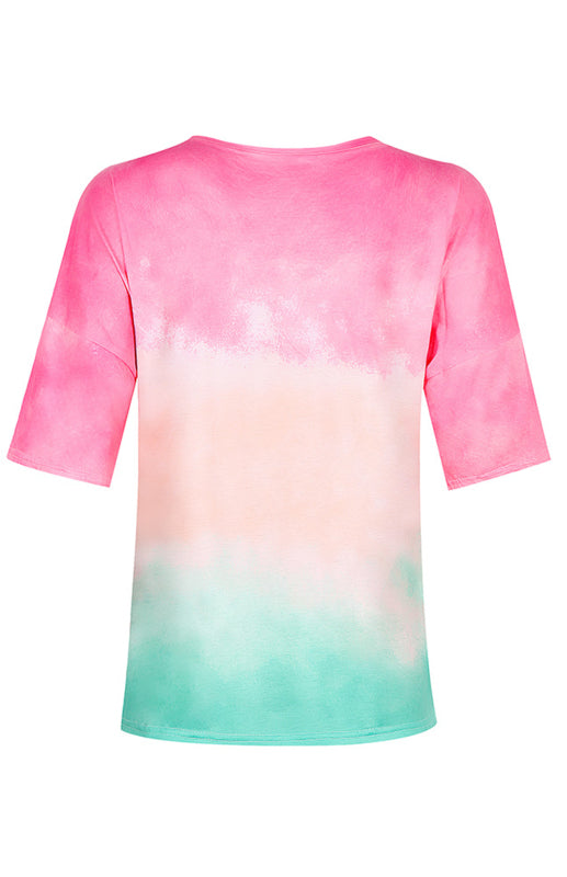 Women's Tie Dye Gradient Print Loose Tee Shirt For Women