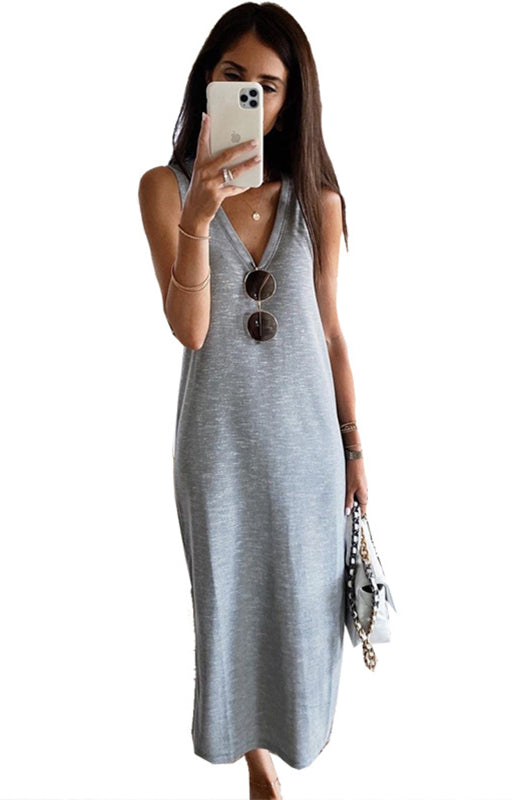 Summer Knit Halter Tank Dress – Retro Sleeveless Spaghetti Strap